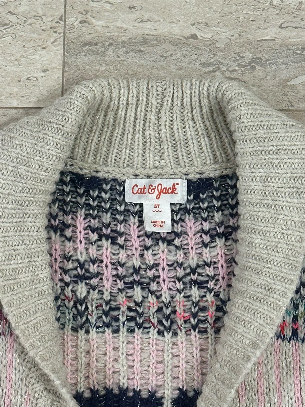 Cat & Jack Girls Fair Isle Cardigan 5T
